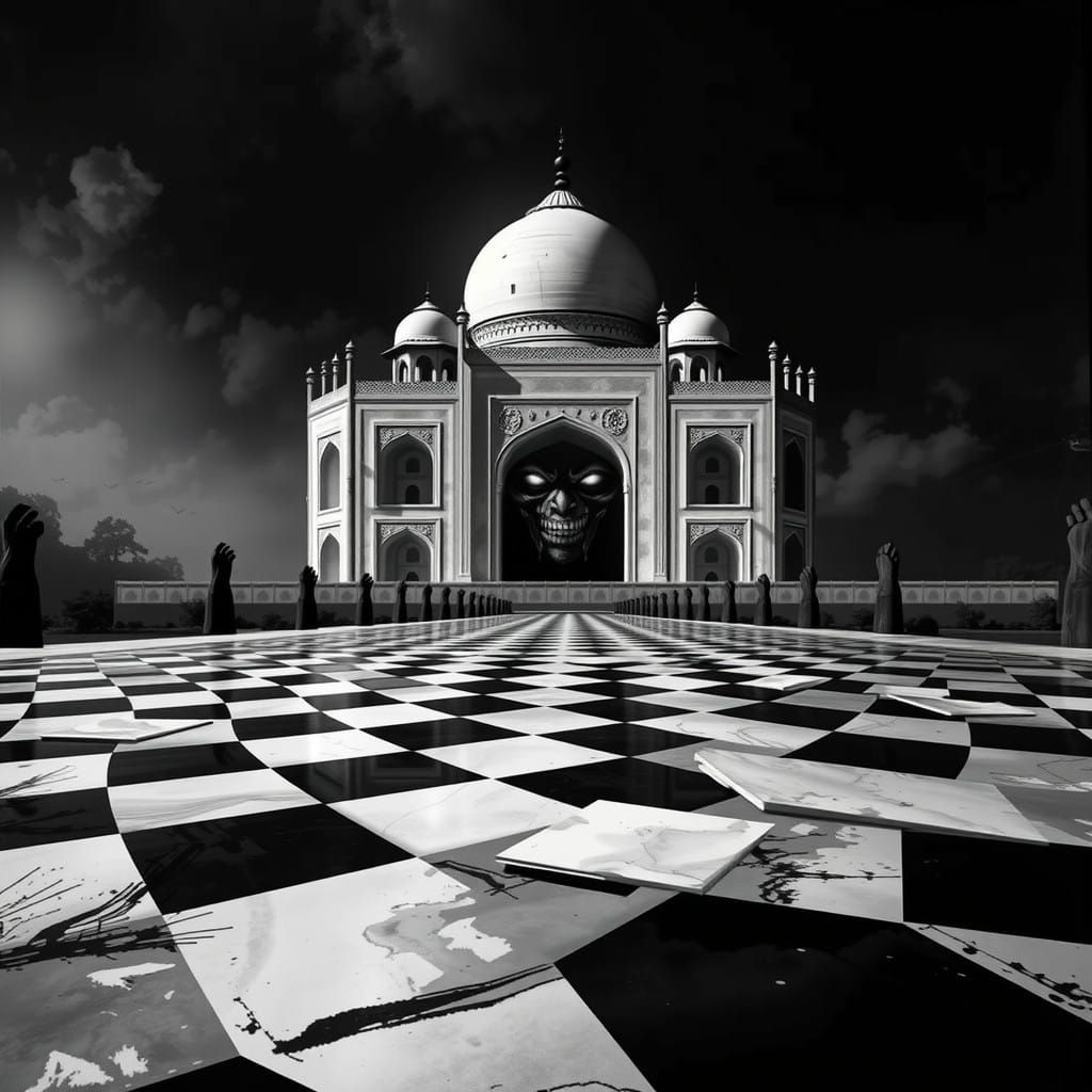 Majestic Black and White Structure in Splendid Checkered Sty...