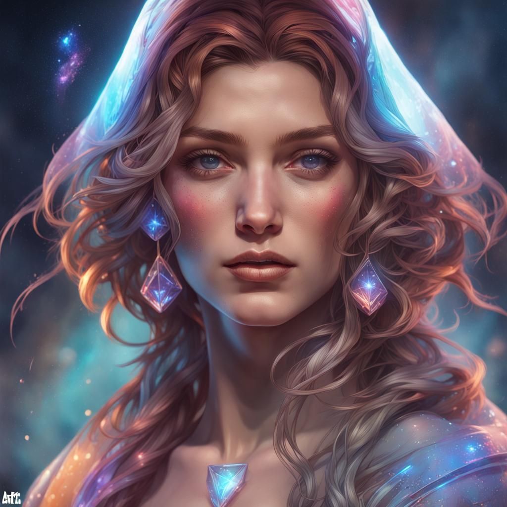 Galactic Portrait in Hyperdetailed Art Nouveau Style