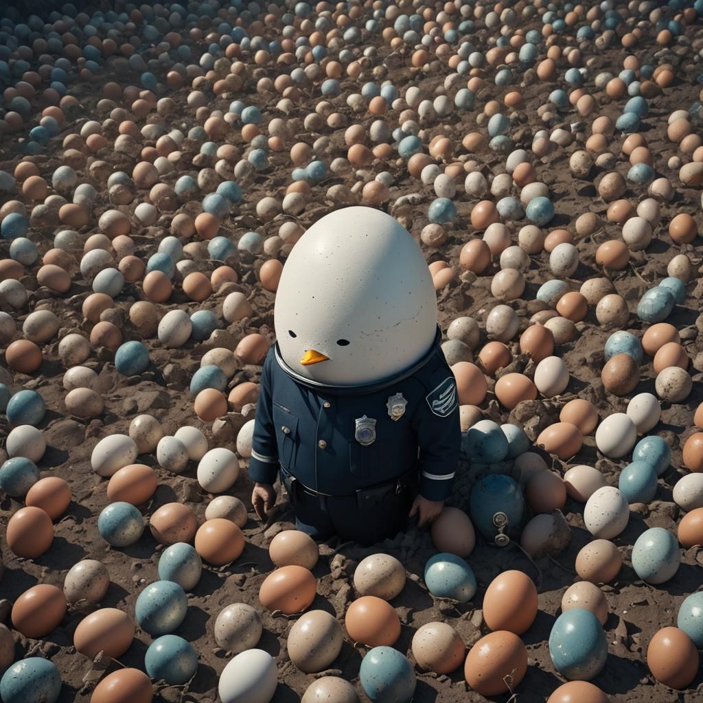 Egg Police Officer in Digital Matte Painting