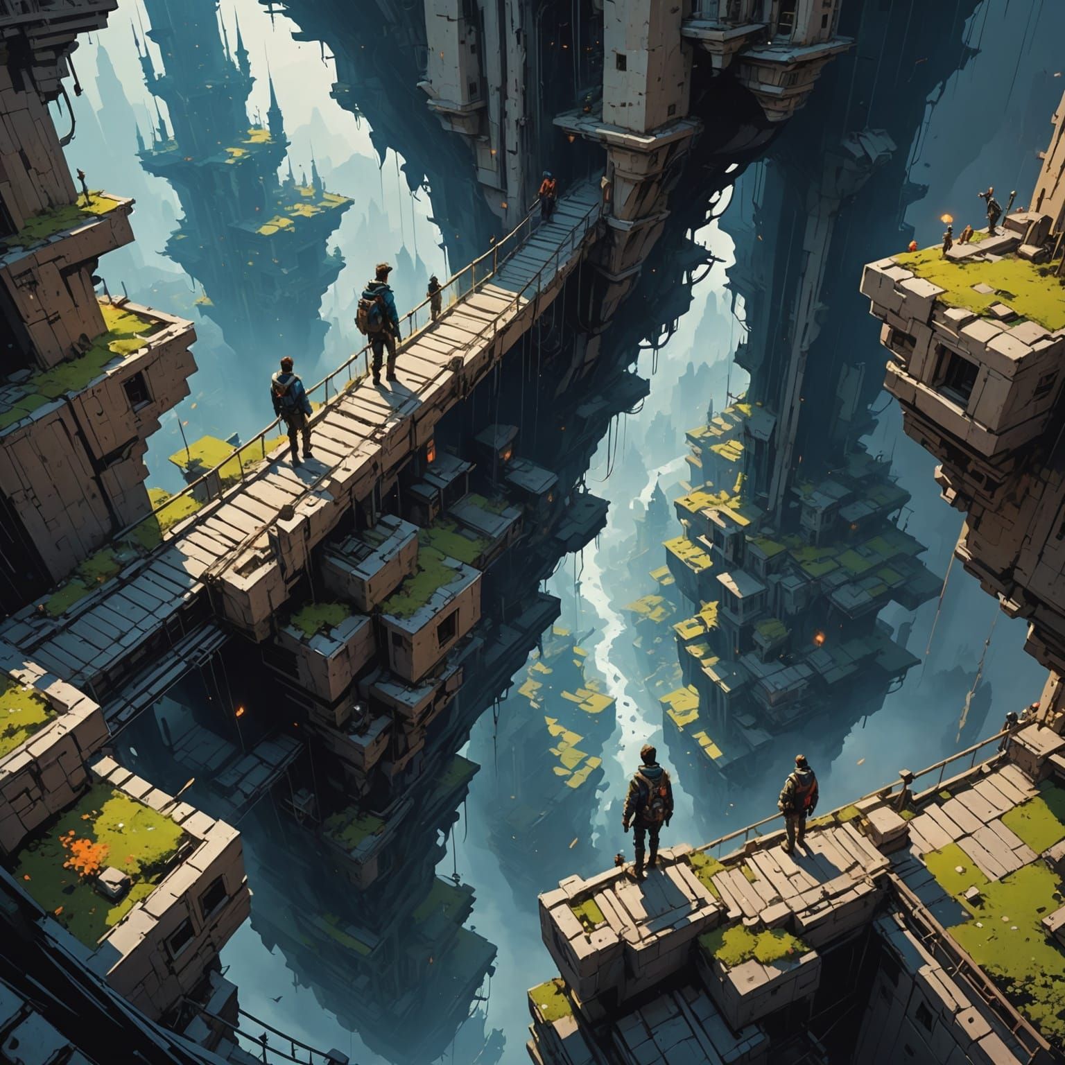 Fantastical High-Angle View in Wadim Kashin Style