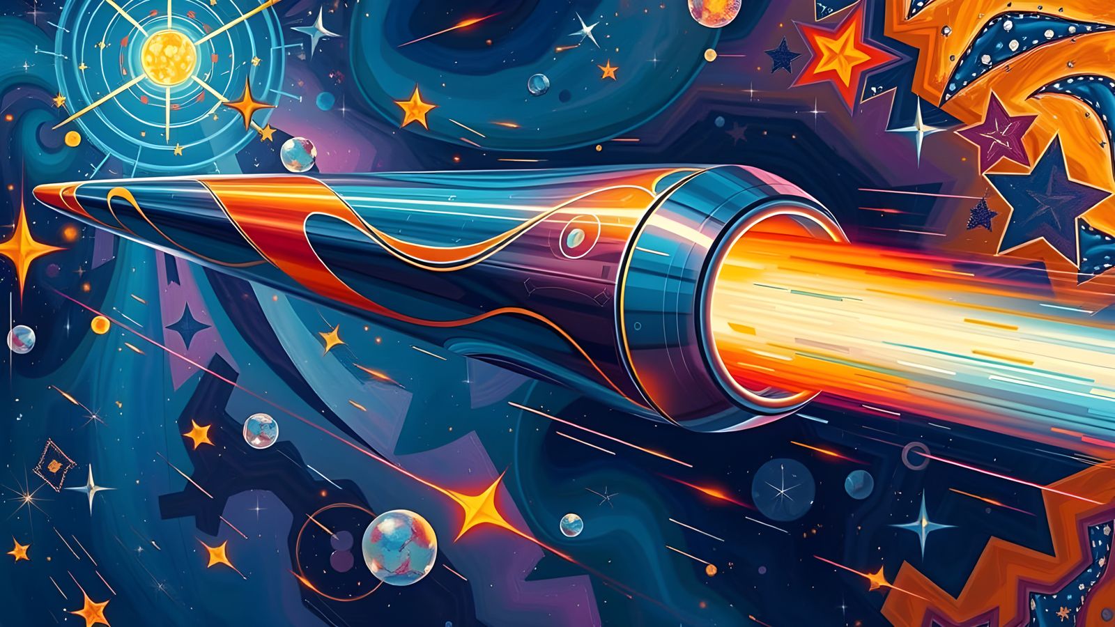 Cosmic Cylinder in Impasto Oil Paint Style