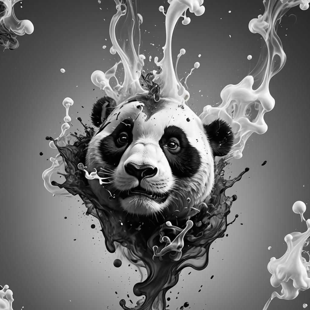 Hyperrealistic Panda Bear Made of 3D Smoke