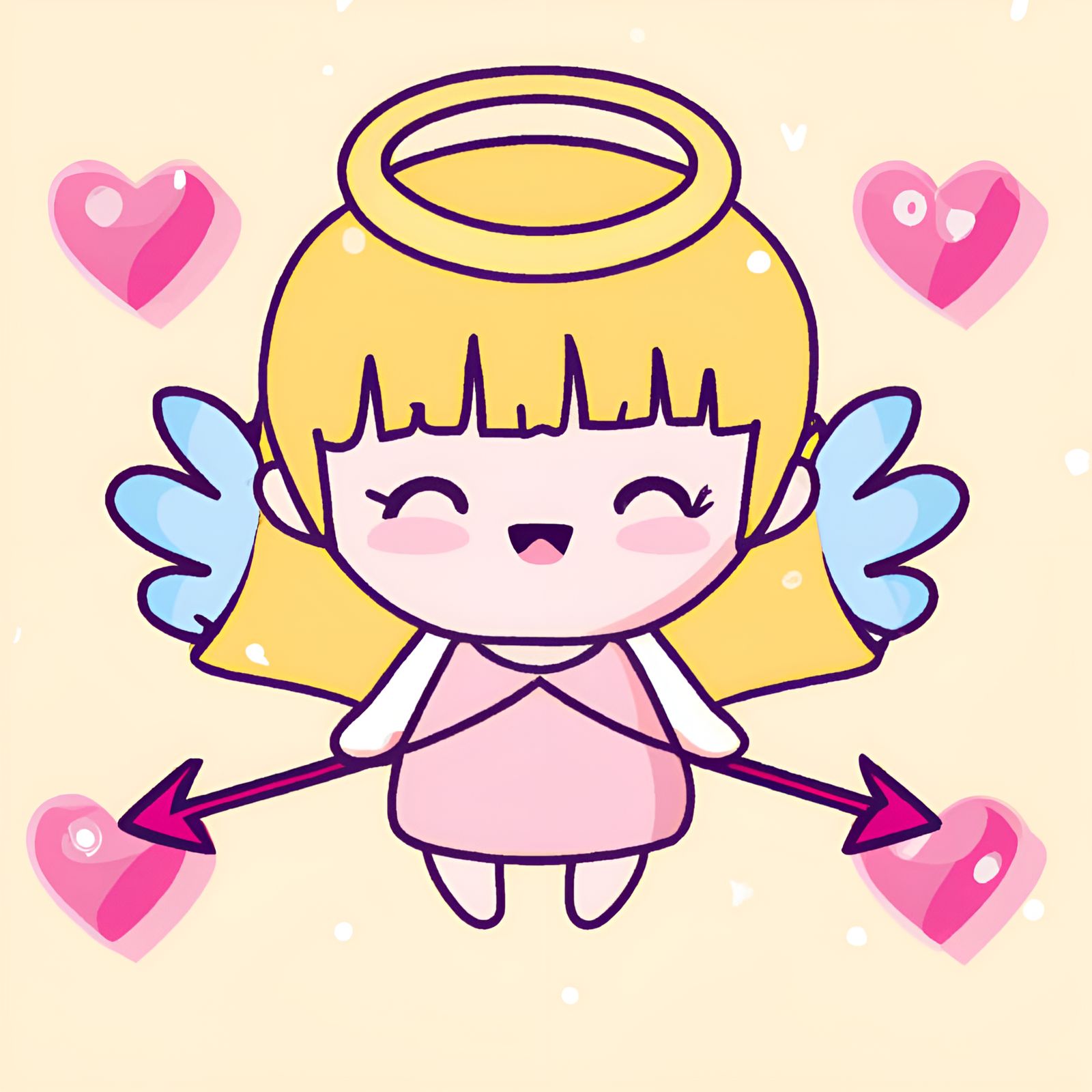 Cute Pastel Kawaii Cupid Blonde Girl