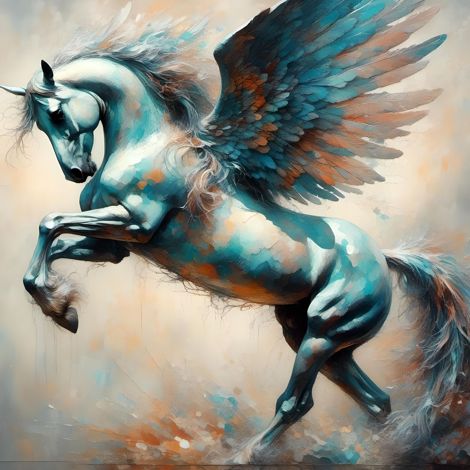 Luminescent Pegasus with Folded Wings