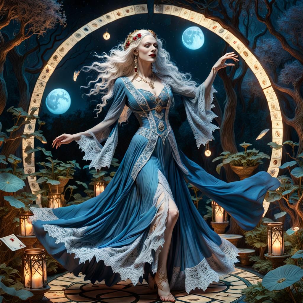 Enchanted Gypsy Queen in Moonlit Garden