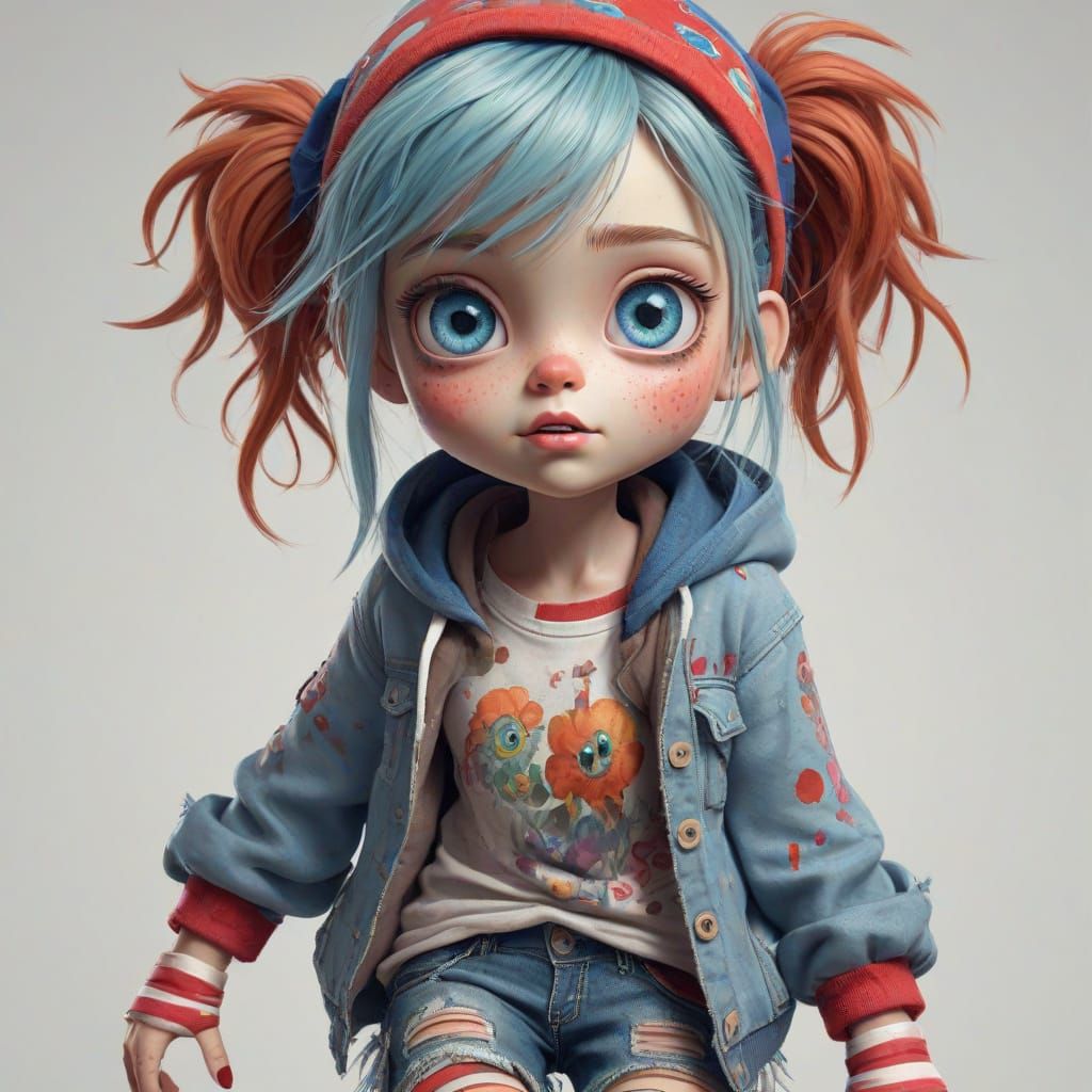 Whimsical Zombie Girl in Dreamy Wonderland