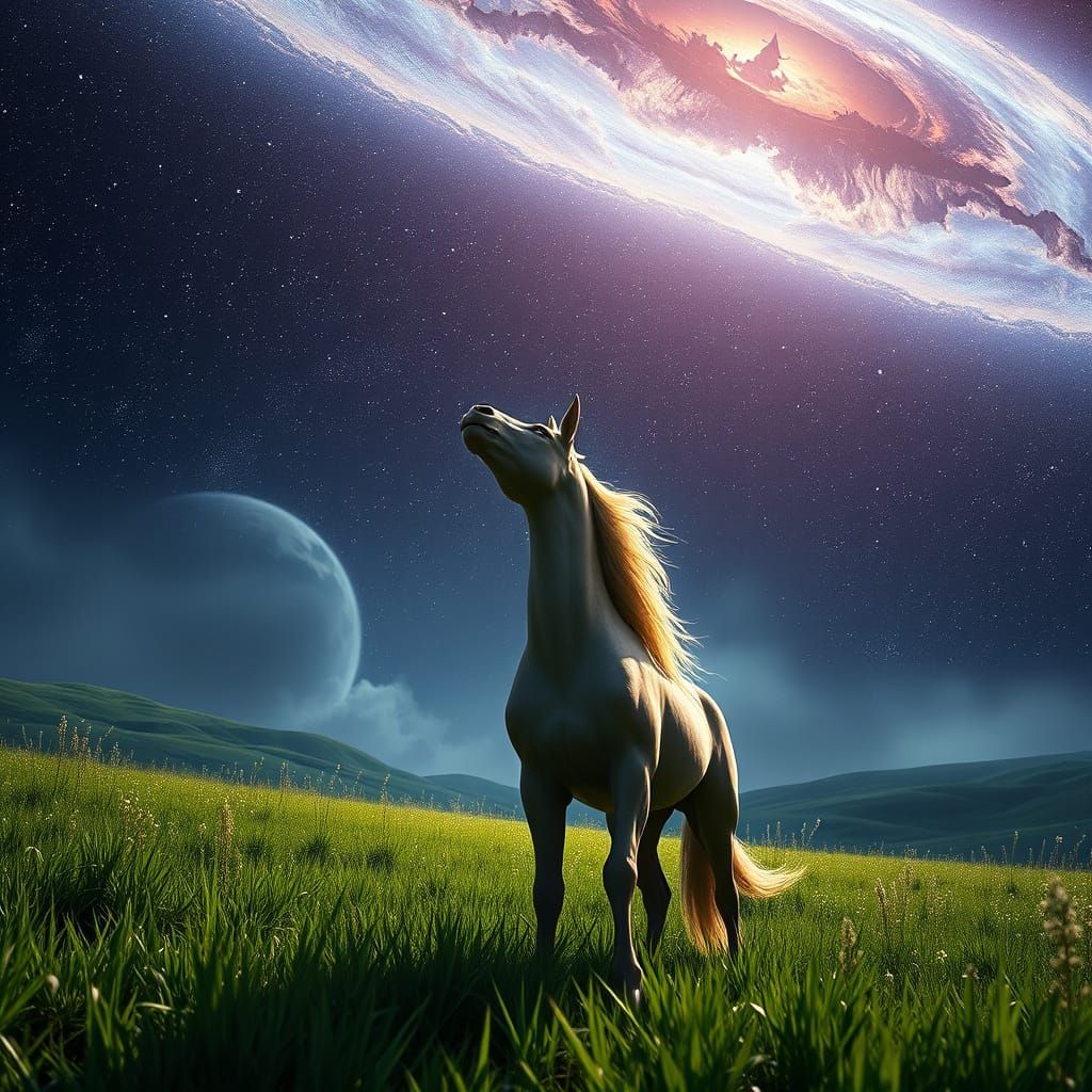 Centaur Gazing at Starry Sky: Digital Matte Painting
