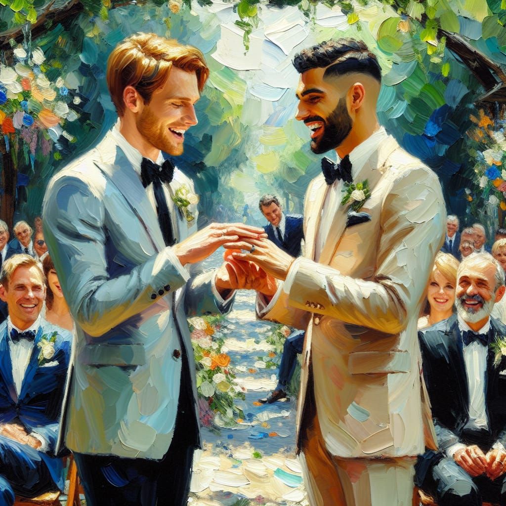 Gay Wedding Ceremony in Impressionistic Style