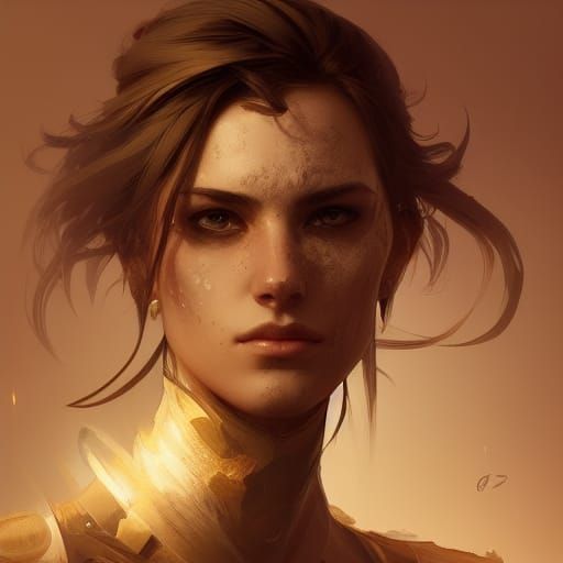 Detailed Dagger Portrait in Art Nouveau Style