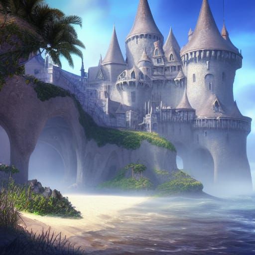 Beach Castle: Detailed Matte Painting