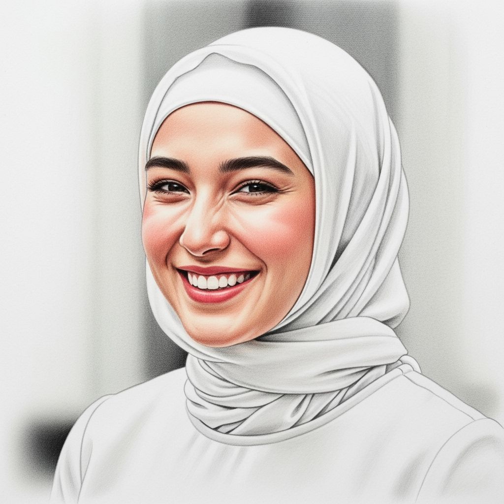 Color Pencil Portrait of a Smiling Hijabi Woman