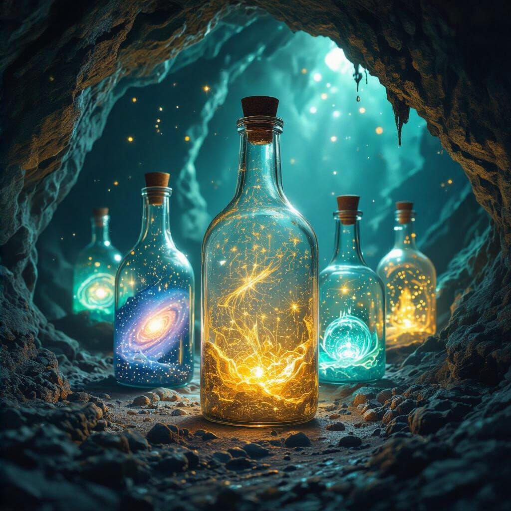 Crystal Cave Bottles with Cosmic Phenomena