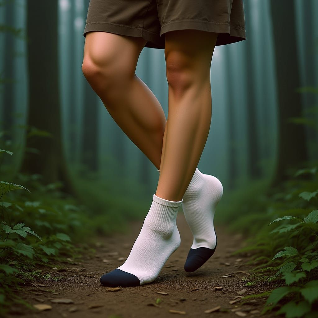 Surreal Feet on Misty Path: Digital Art