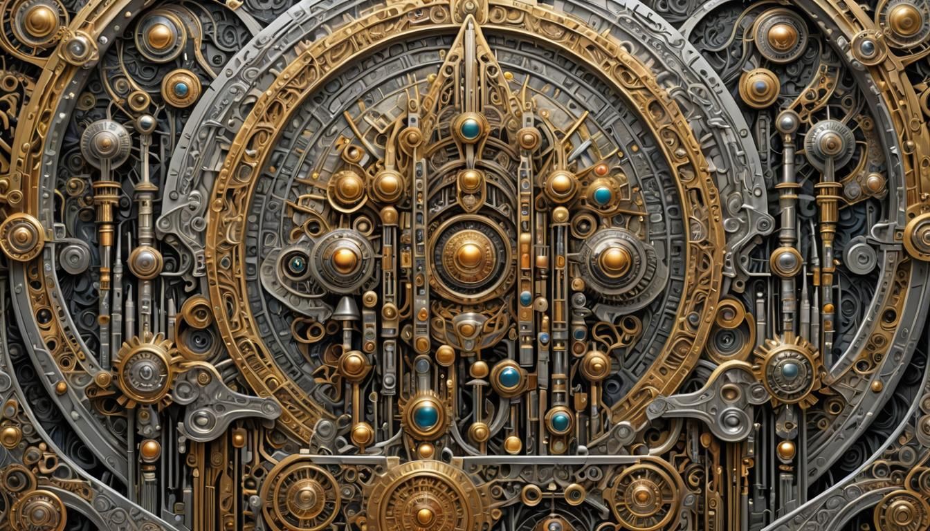 Futuristic Aztec-Baroque Cityscape in Ornate Art Deco Style