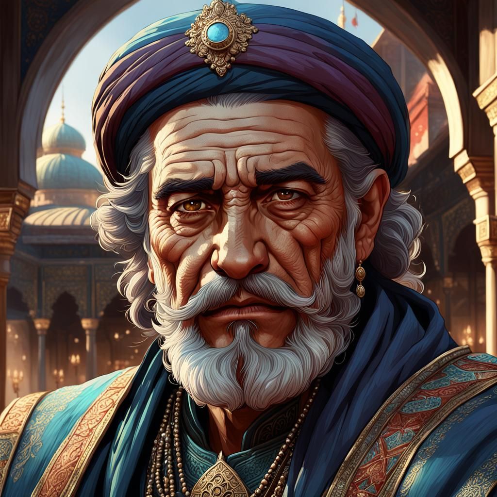 Ottoman Empire Portrait in Art Nouveau Style