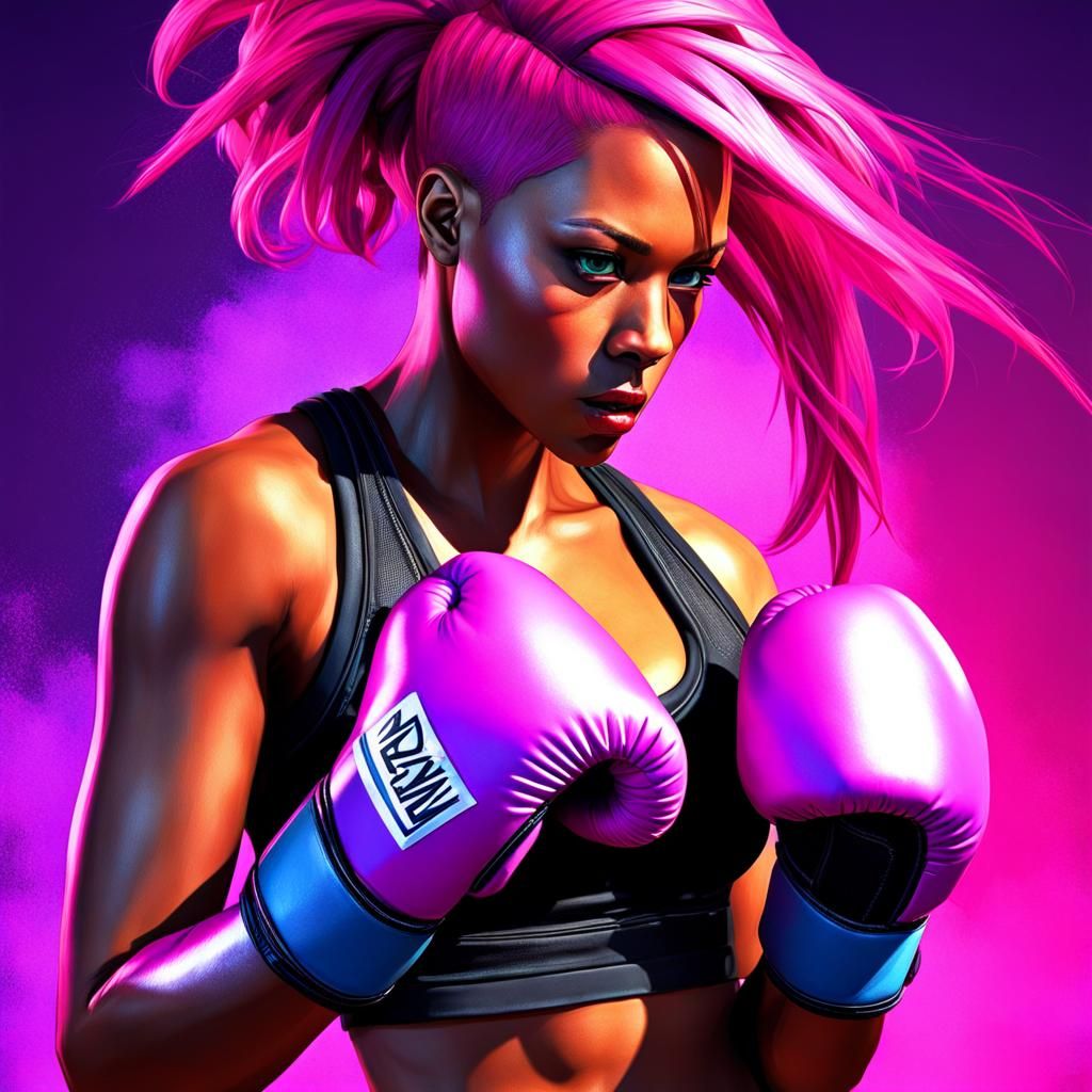 Biopunk Female Boxer with Cybernetic Enhancements