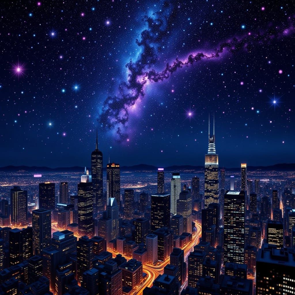 New York Cityscape Under Starry Skies