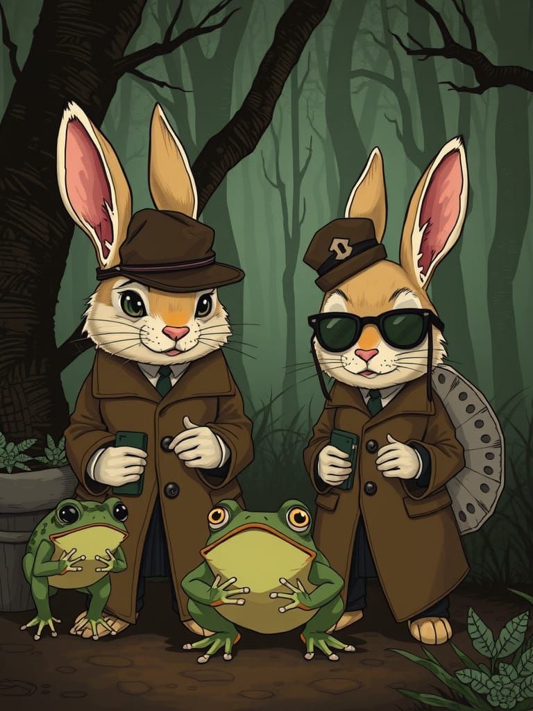Whimsical Bunnies in Noir-Inspired Police Attire Apprehend V...
