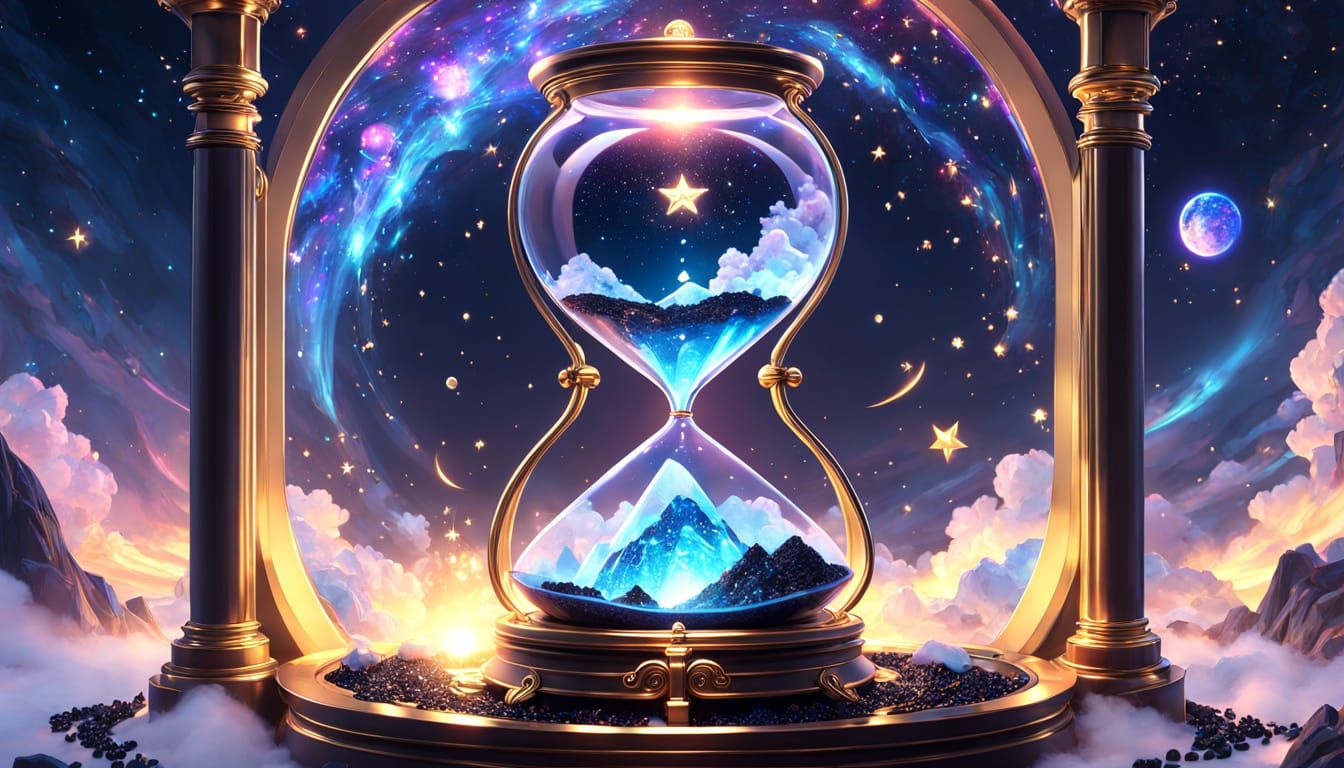Cosmic Hourglass in Golden Light