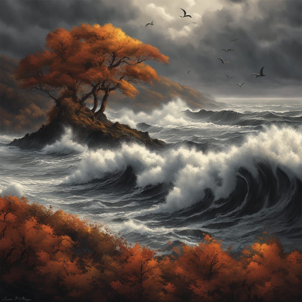 Dramatic Autumn Storm on the Coast