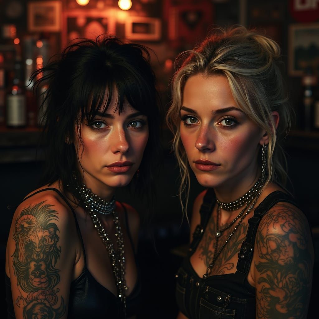 Hyperrealistic Punk and Yuppie Blend in Nightclub