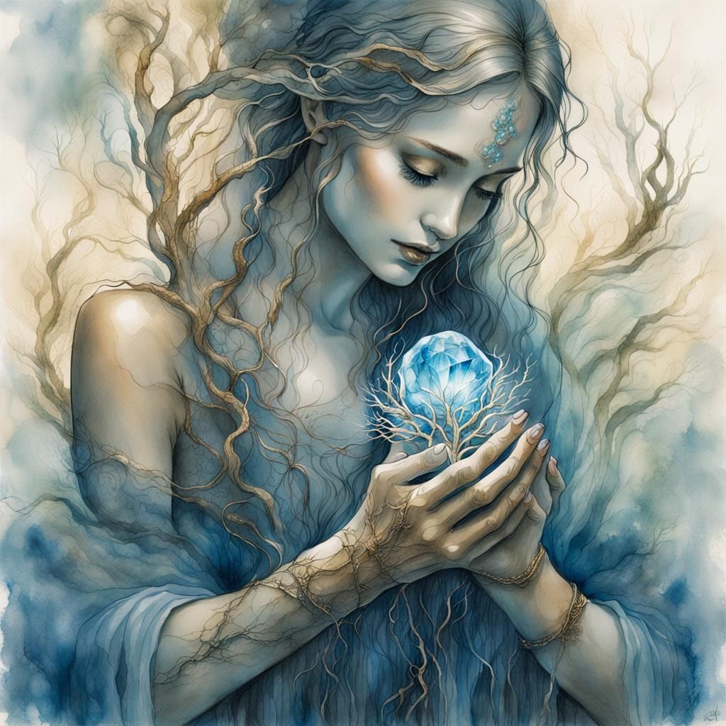 Ethereal Roots: Mystical Connection in Watercolor Style