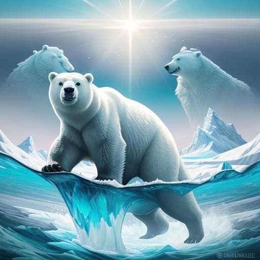 Majestic Polar Bear on Iceberg in Digital Painting Style
