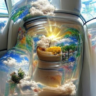 Peaceful World Inside a Jar with Sunshine