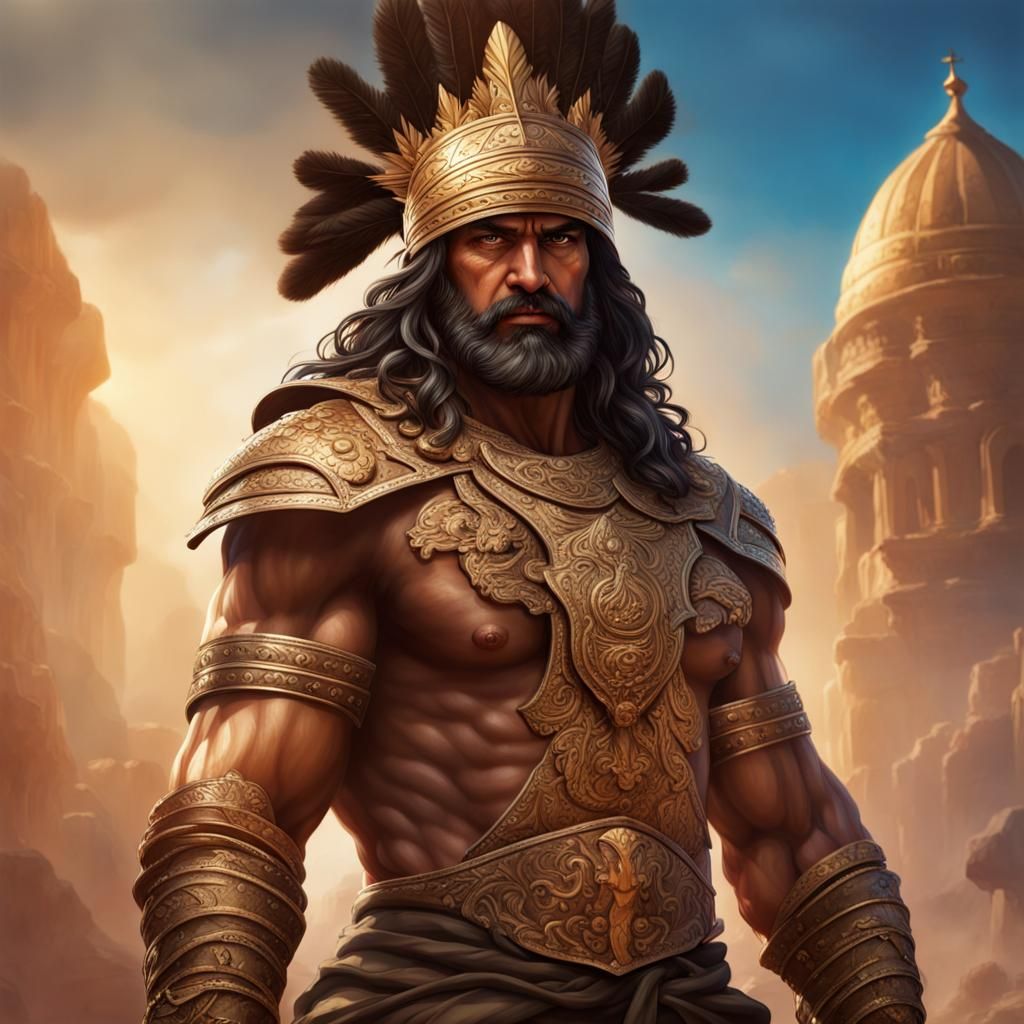 Samson in Indian Armor: Hyperrealistic Concept Art