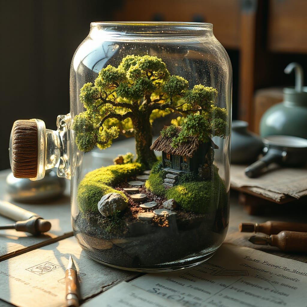 Enchanted Miniature World Inside Glass Bottle