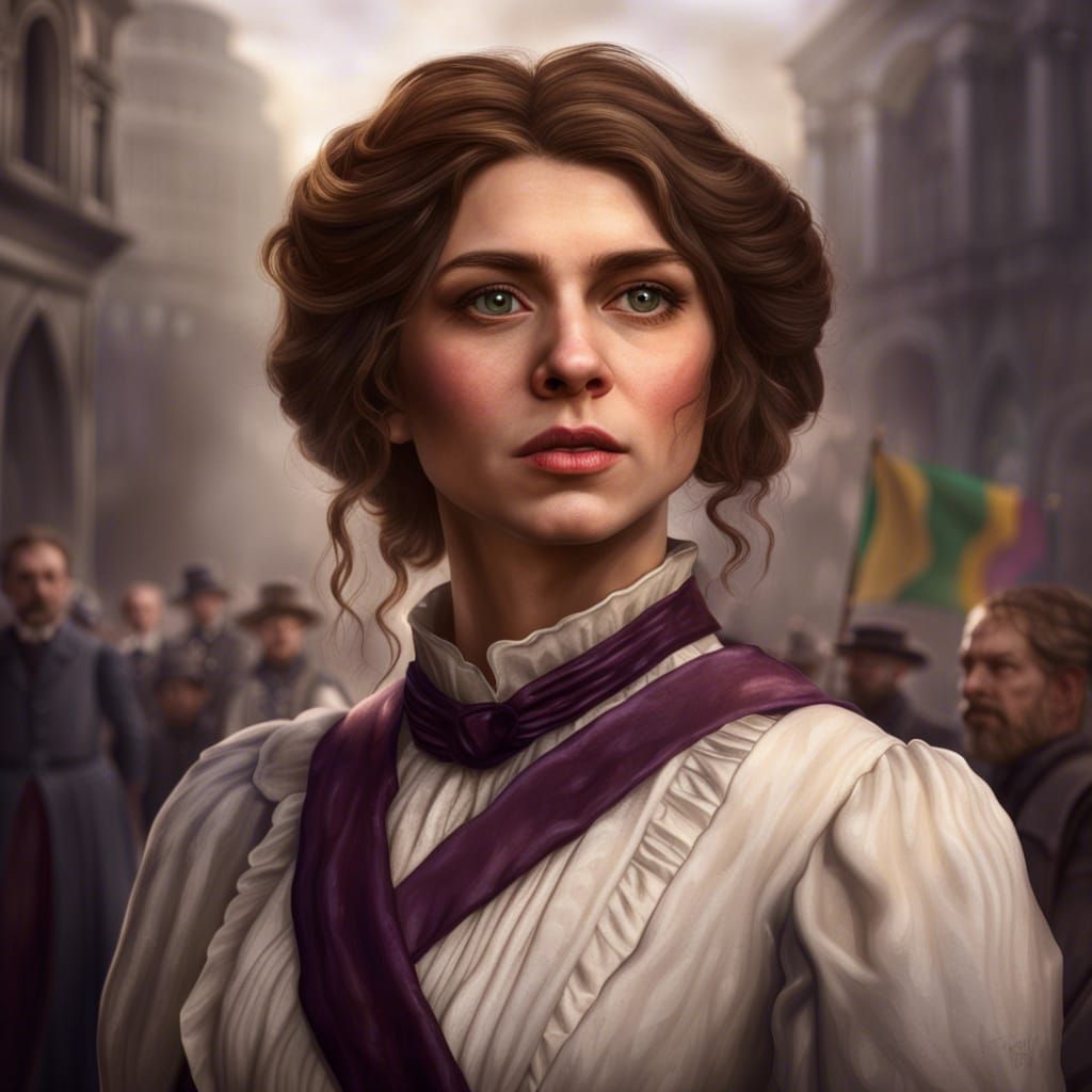 Suffragette Portrait in Detailed Matte Painting Style