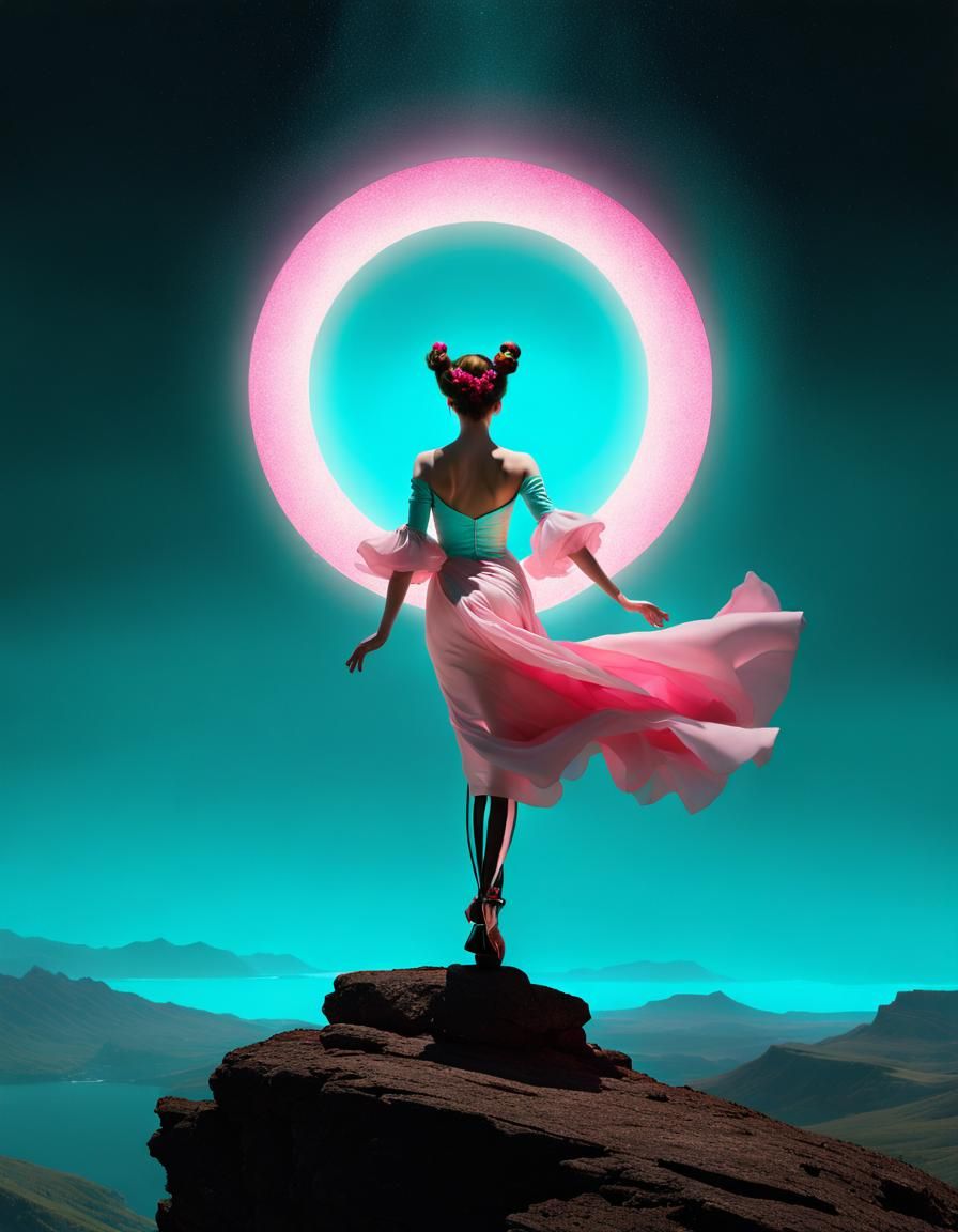 Florescent Dancer With Light Halo, Fantastical Art