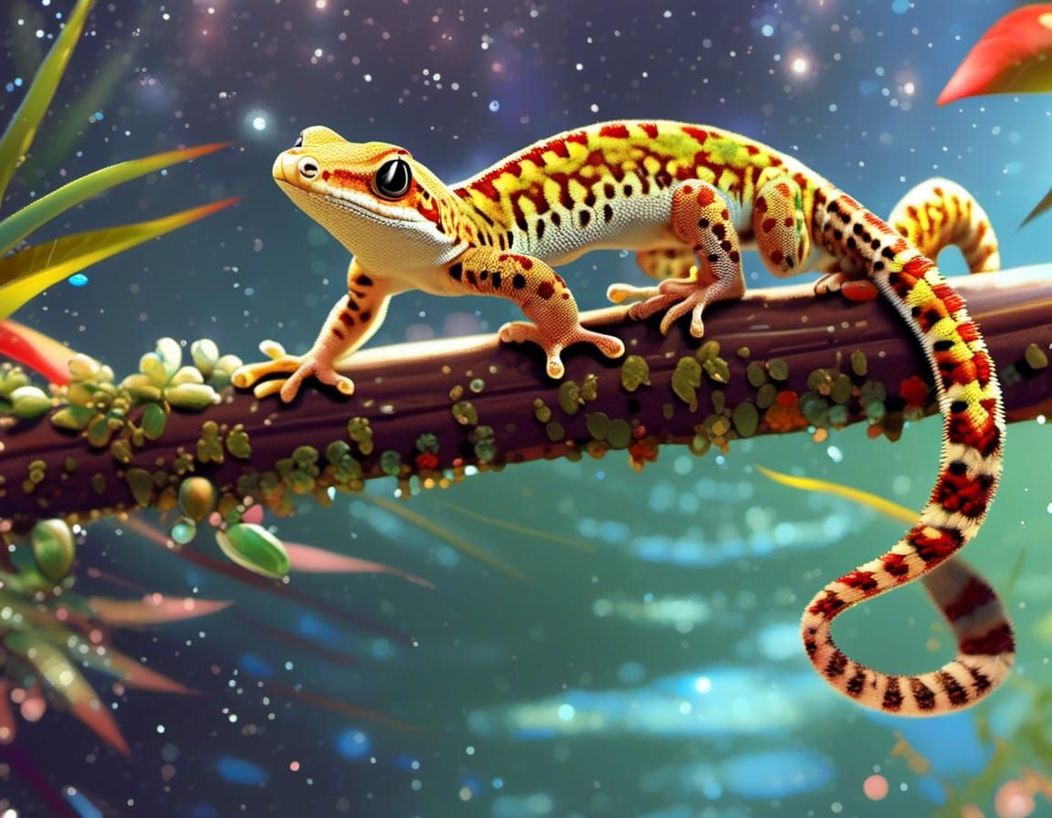 Nine Geckos Basking in the Sunlight