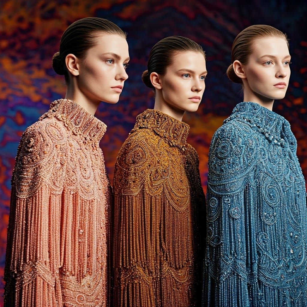 Runway Models Exuding Elegance in Beaded Masterpieces