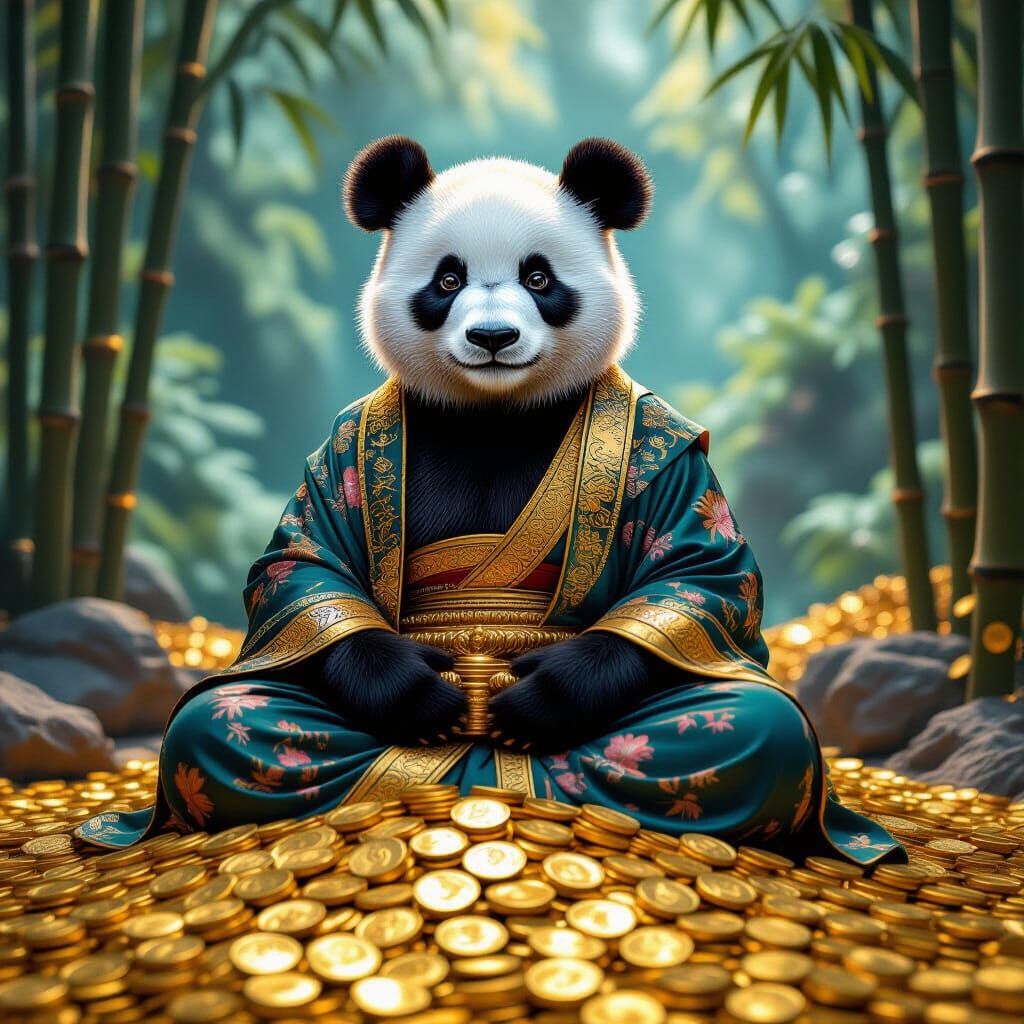 Ornate Panda-Buddha on Treasure Trove