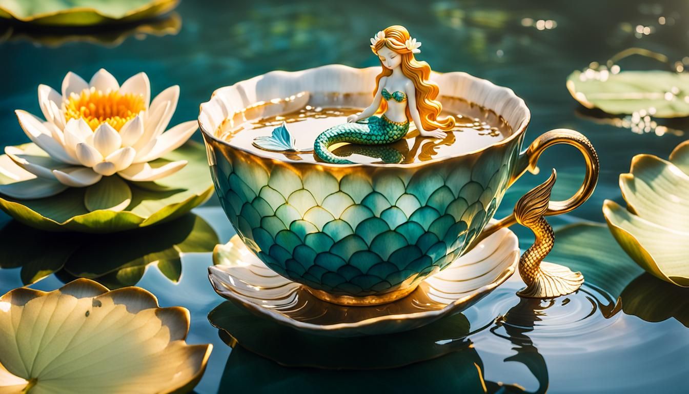 Mermaid in Teacup: A Whimsical Still Life