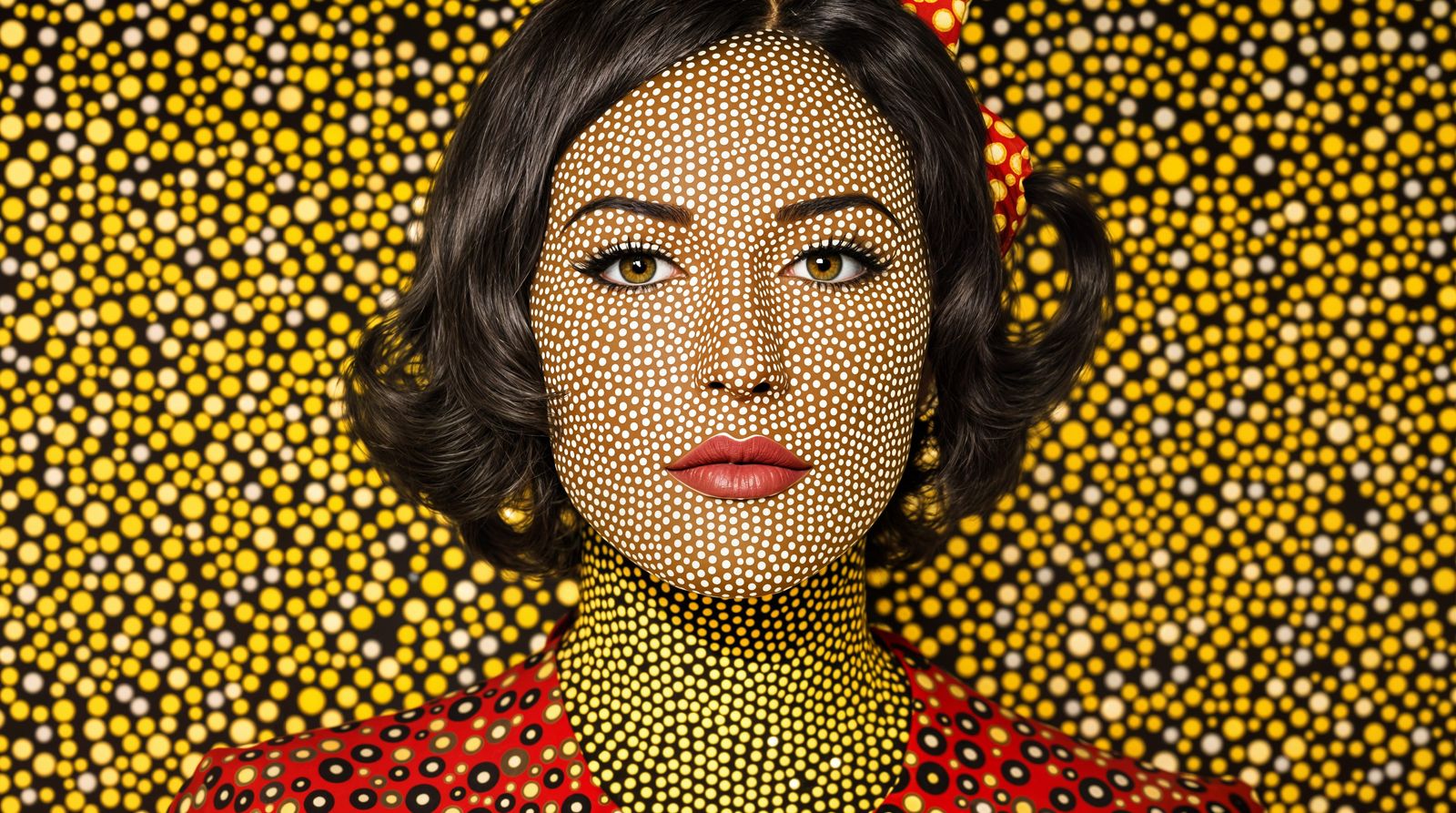 Woman in Polka Dot Kusama-Inspired Portrait