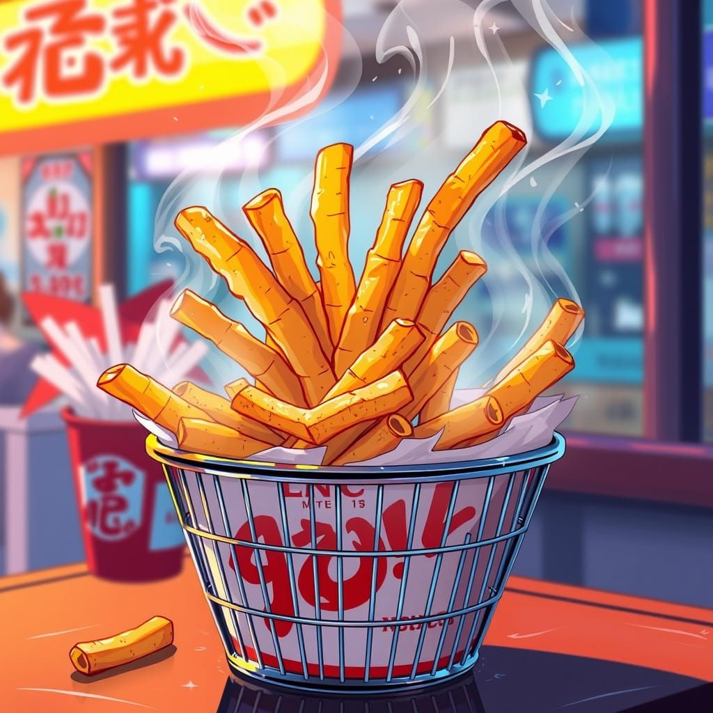 Crispy Fries in Anime Manga Style Digital Art