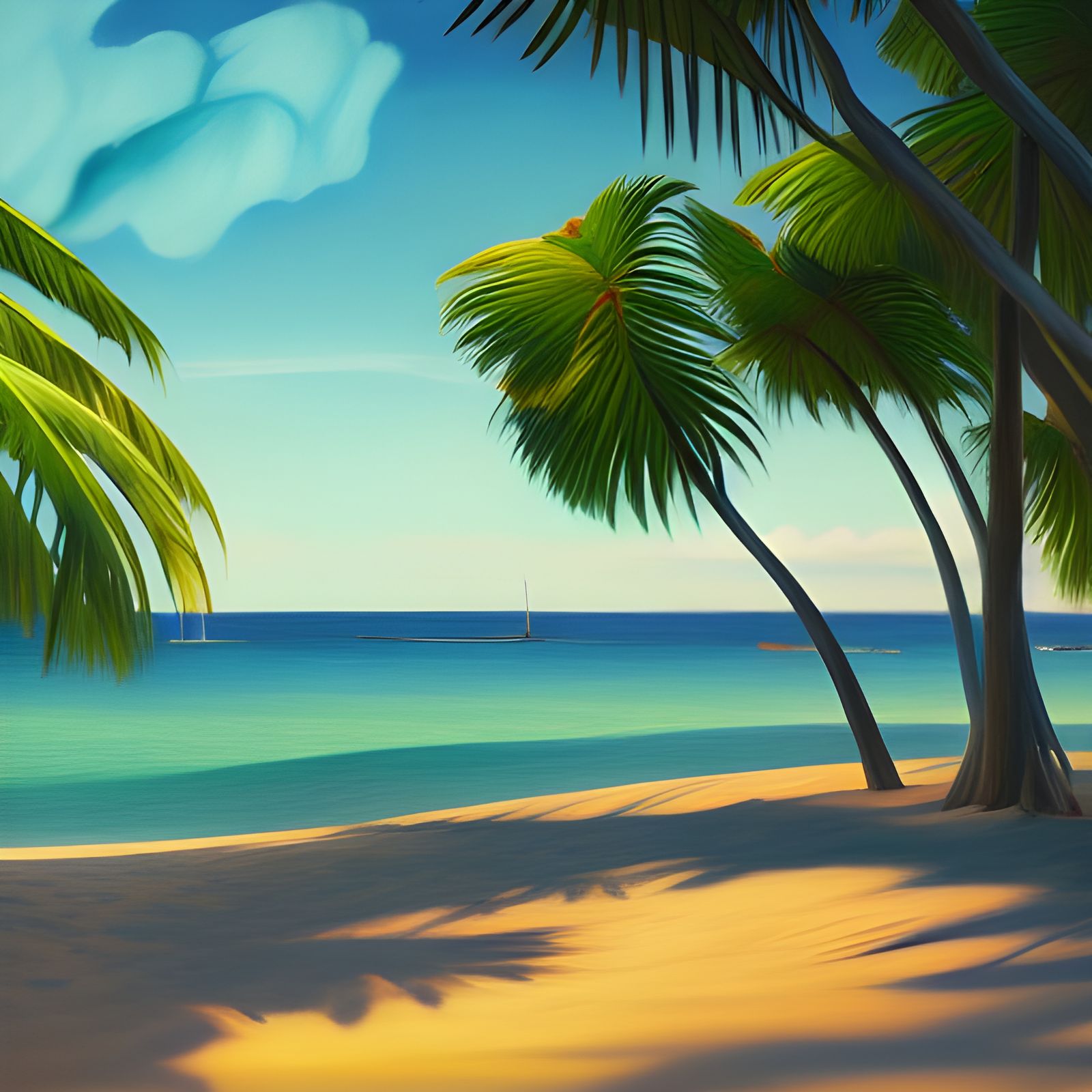 Tropical Beach Fairycore Fantasy in Gouache Style