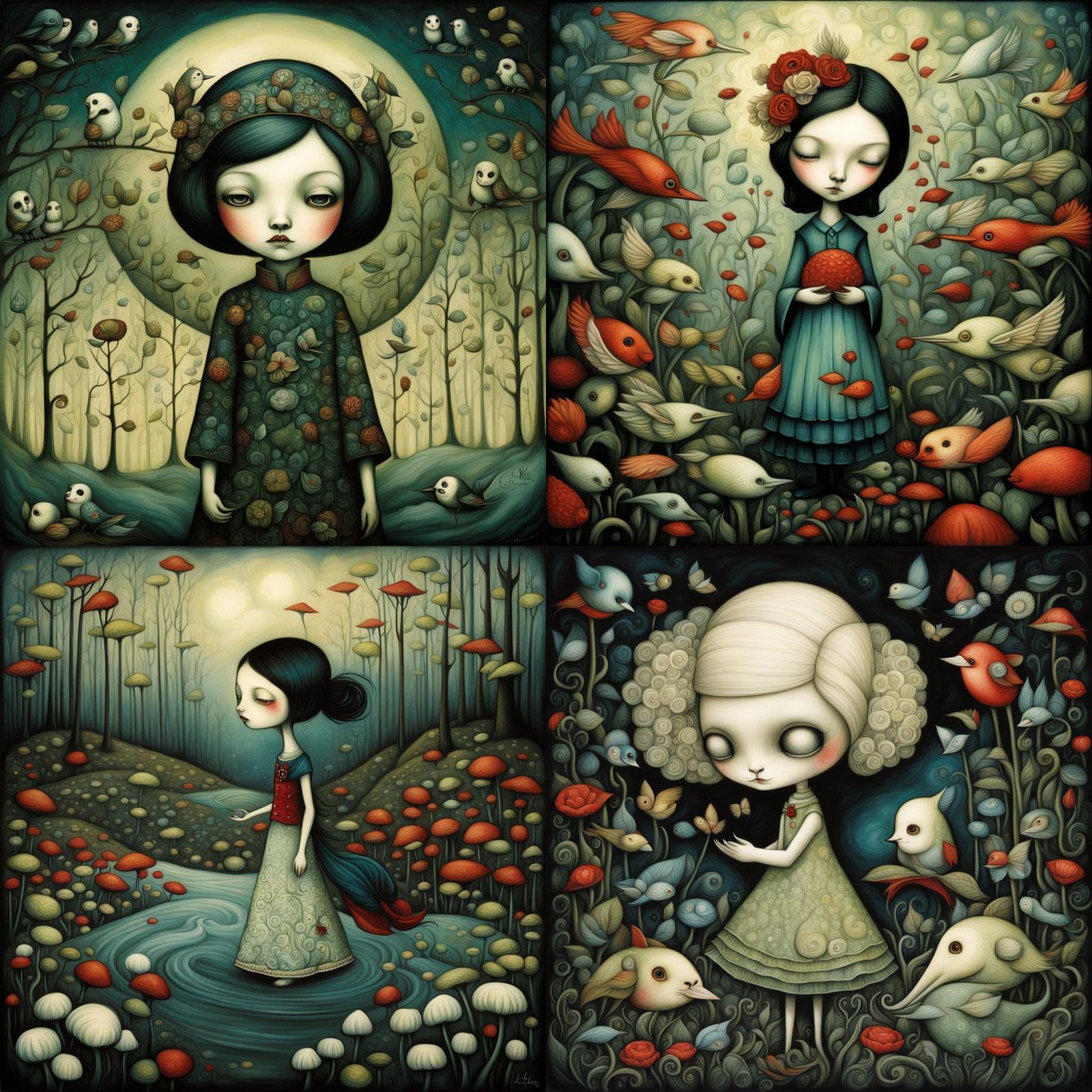 Whimsical Portrait in Dreamlike Illustration Style