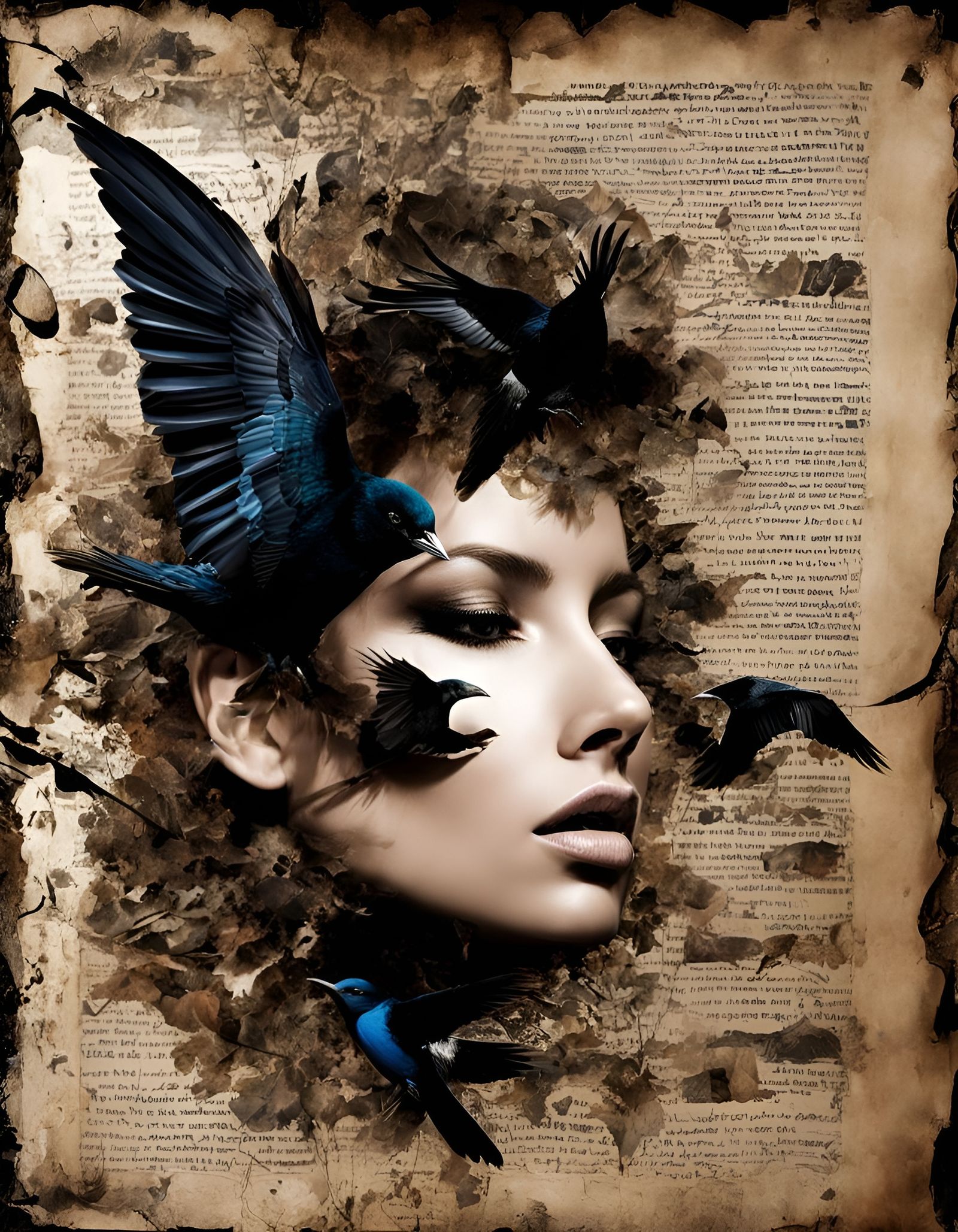 Birds Form Heart in Irradiated Metallic Landscape