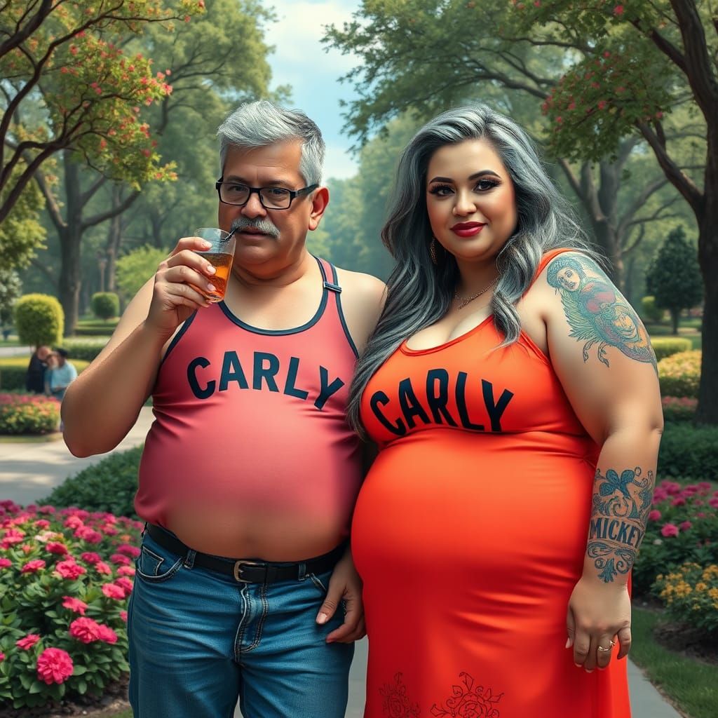 Hyperrealistic Park Scene: Woman and Man in Vivid Detail