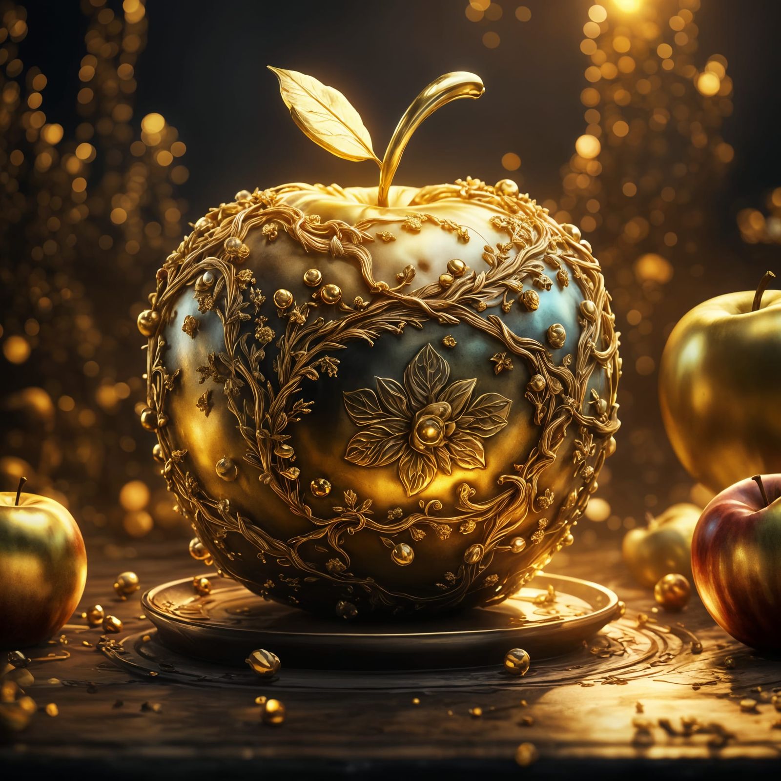 Golden Apple of Life Jewel: Fantasy Concept Art