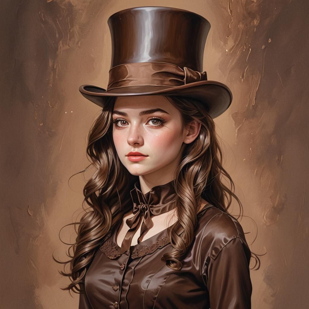 Girl in Chocolate Dress: Hyperrealistic Concept Art
