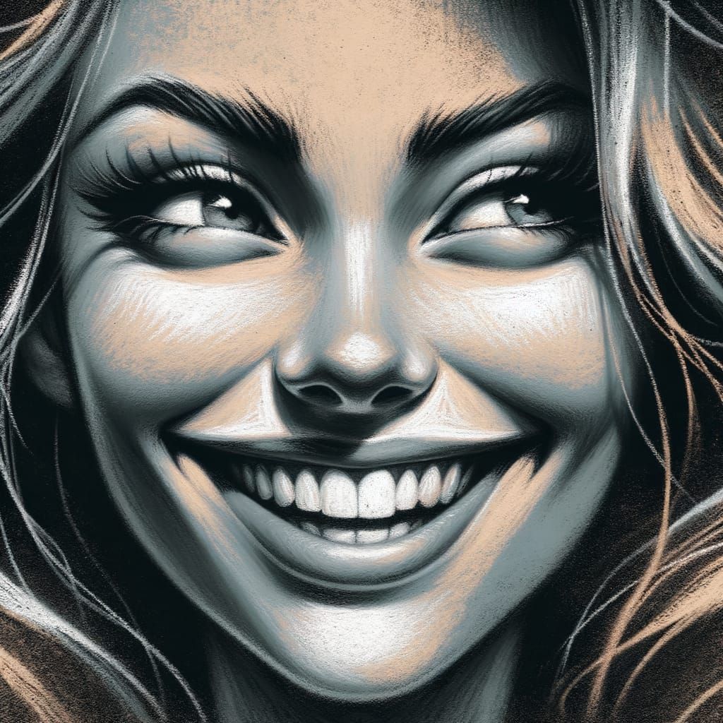 Expressive Woman's Face with Mischievous Smile