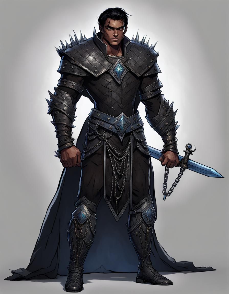 Imposing Warrior Malkor in Black Armor, Detailed Matte Paint...