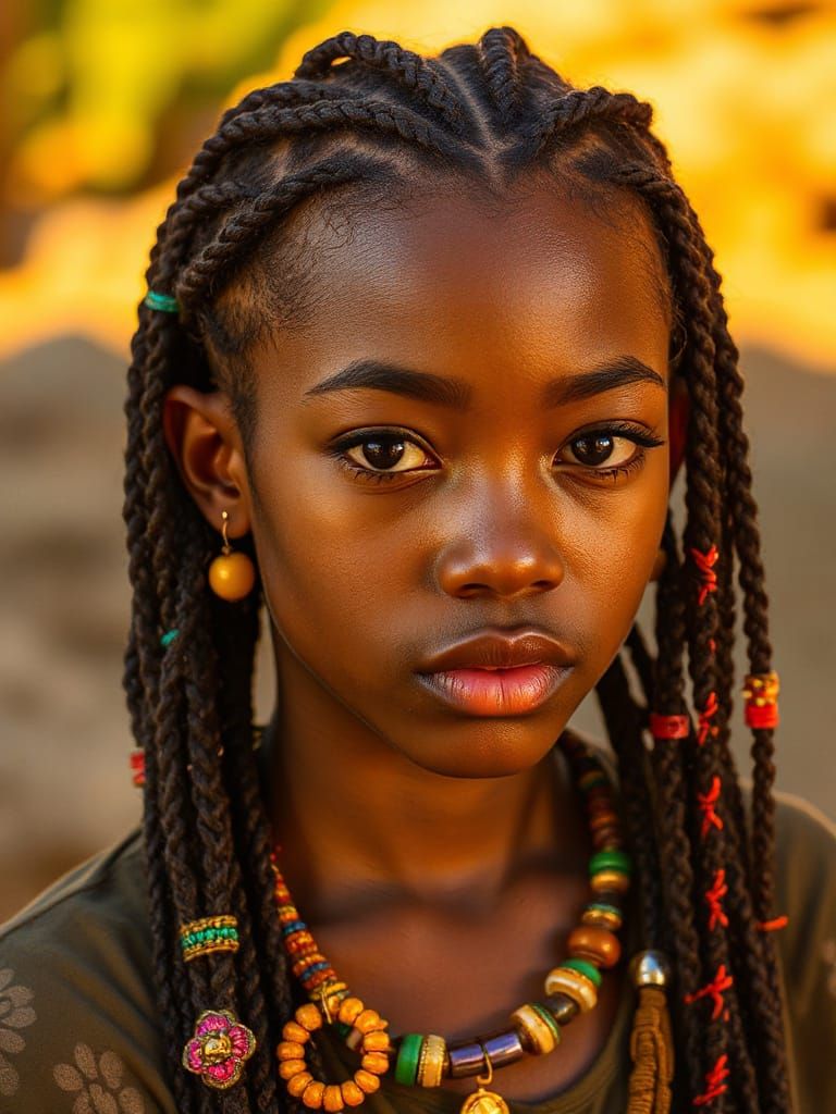 Girl with Braids in Contemporary Style
