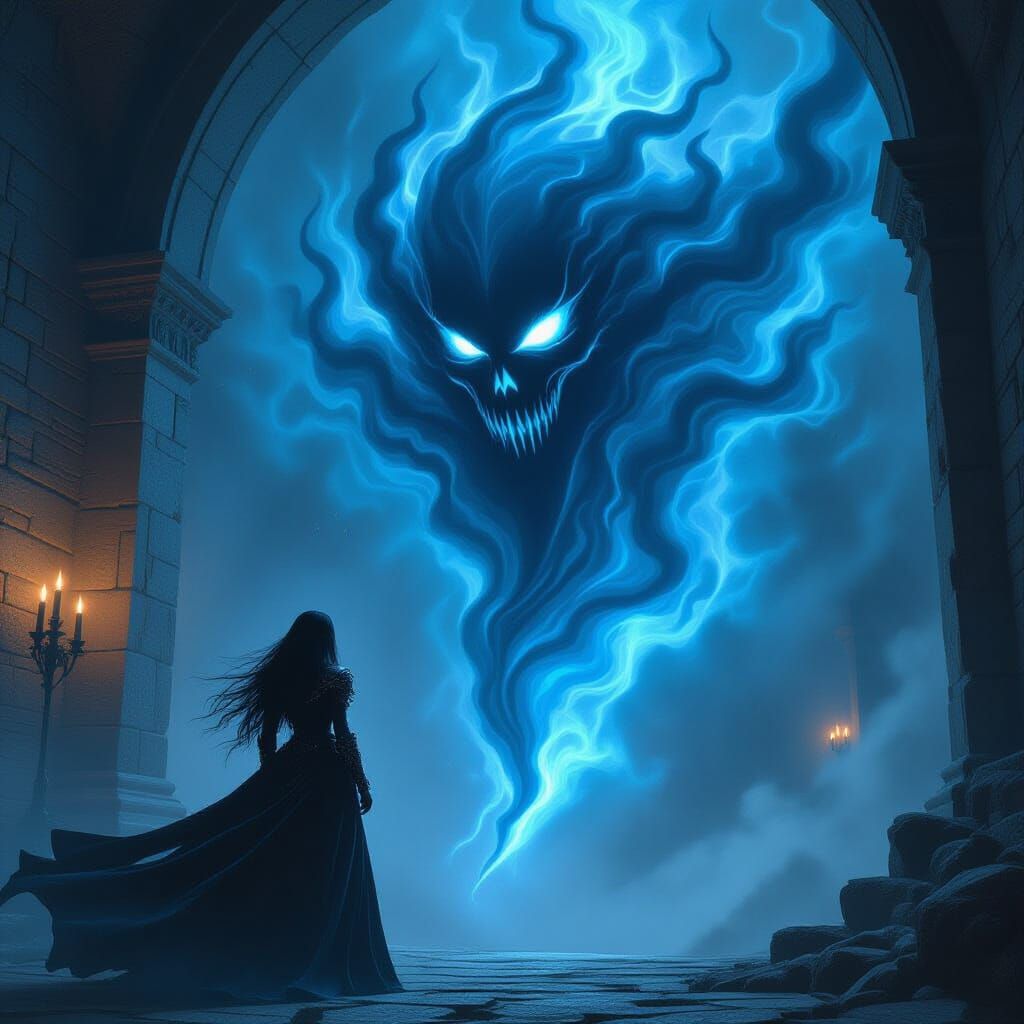 Ethereal Ghost of Death Possessing Armored Witch