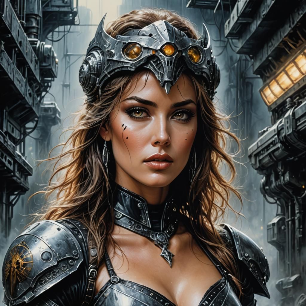 Retro-Futuristic Portrait by Luis Royo in 1960s Style