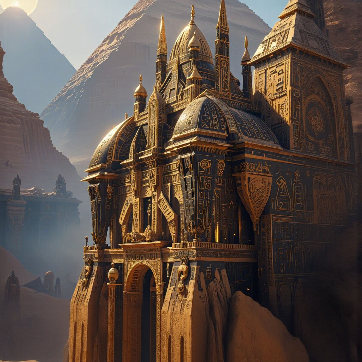 Egyptian Sci-Fi Palace in Moebius Style